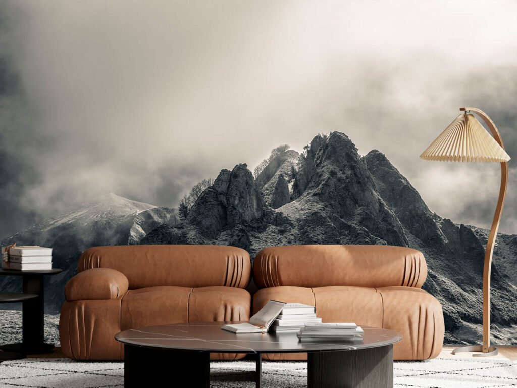 Mountain with fog and clouds Mountain with fog and clouds