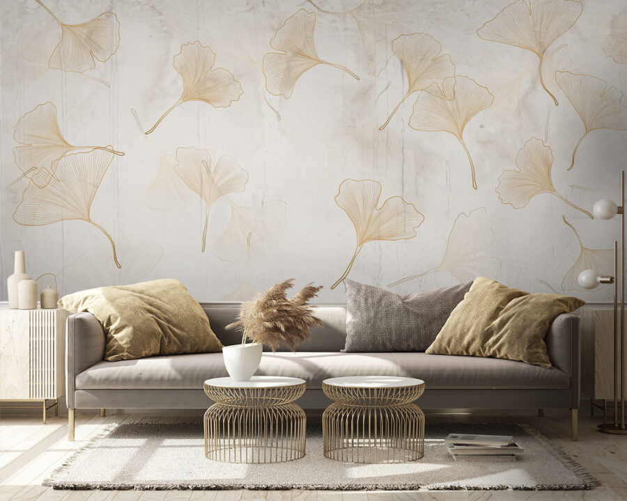 Delicate ginkgo leaves on a serene backdrop.