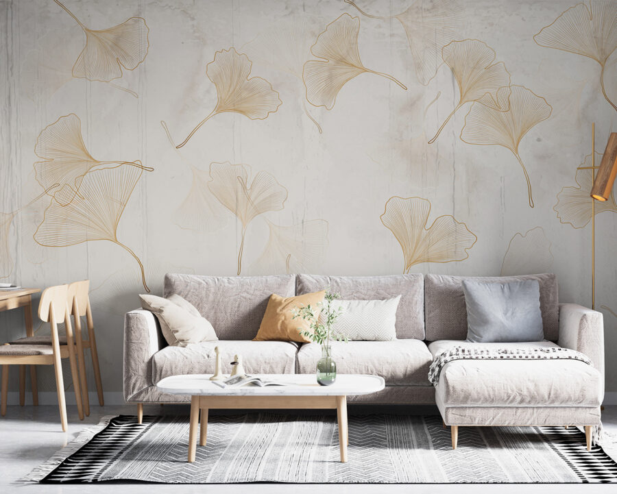 Delicate ginkgo leaves on a serene backdrop.