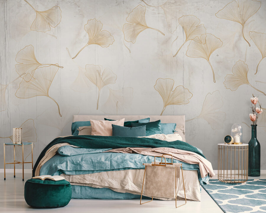 Delicate ginkgo leaves on a serene backdrop.