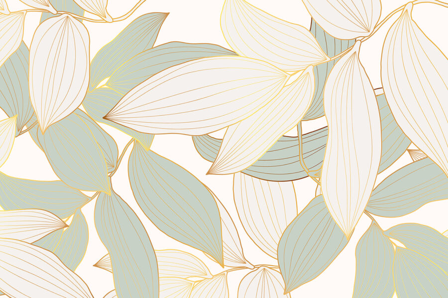 Pattern of leaves on a white background