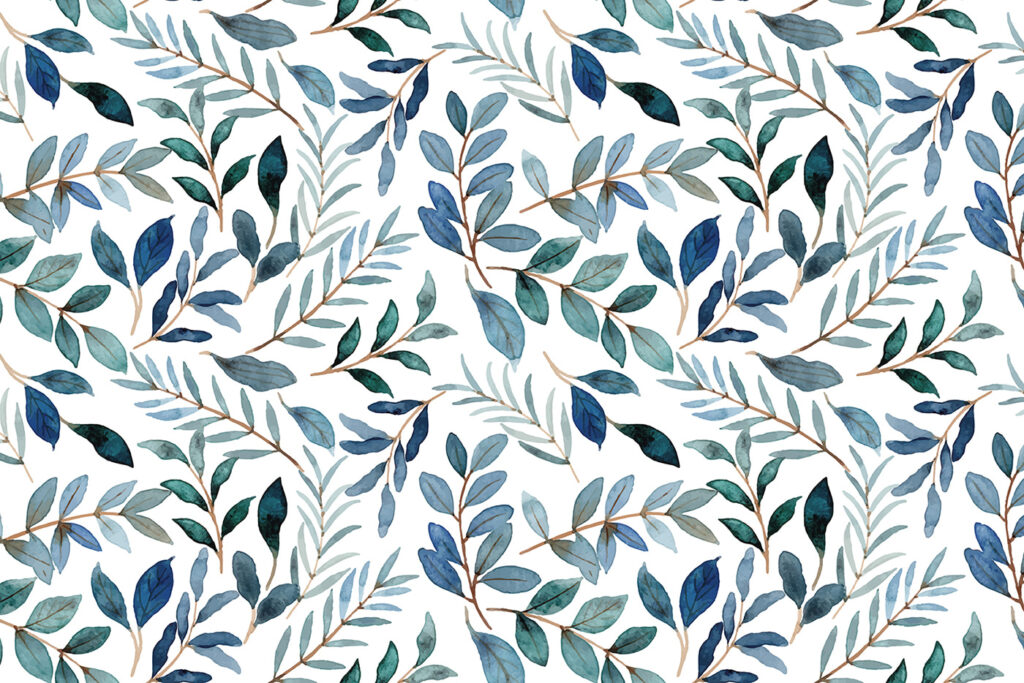 Pattern of blue and green leaves Pattern of blue and green leaves