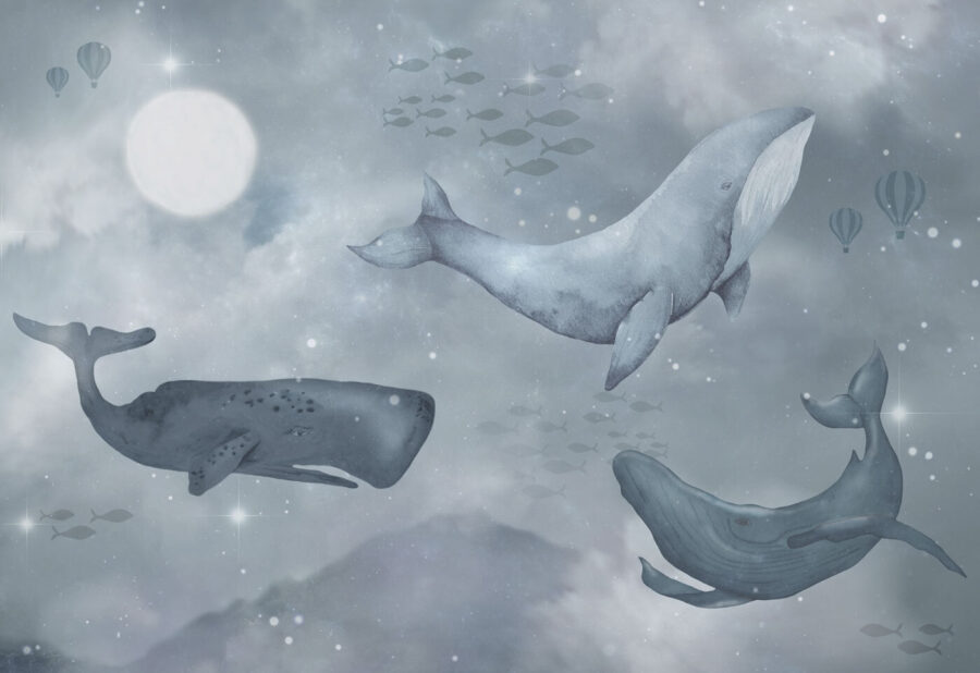 Wall murals Group of whales swimming in the ocean - Image 3