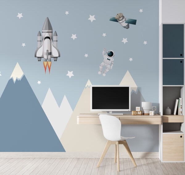 Space shuttle and astronaut in the sky Space shuttle and astronaut in the sky