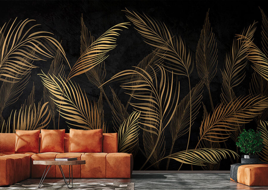 Elegant Leaves against Dark Background