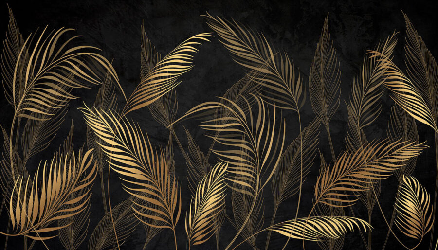 Gold leaves on a black background