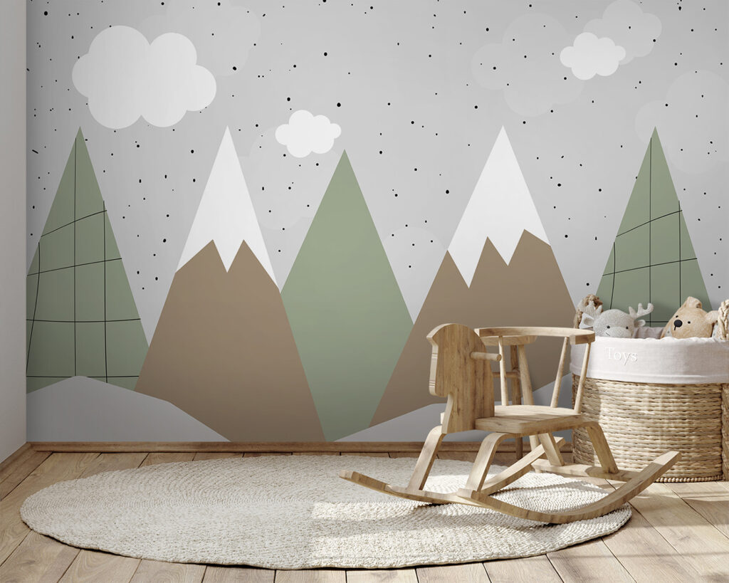 Drawing of mountains and trees