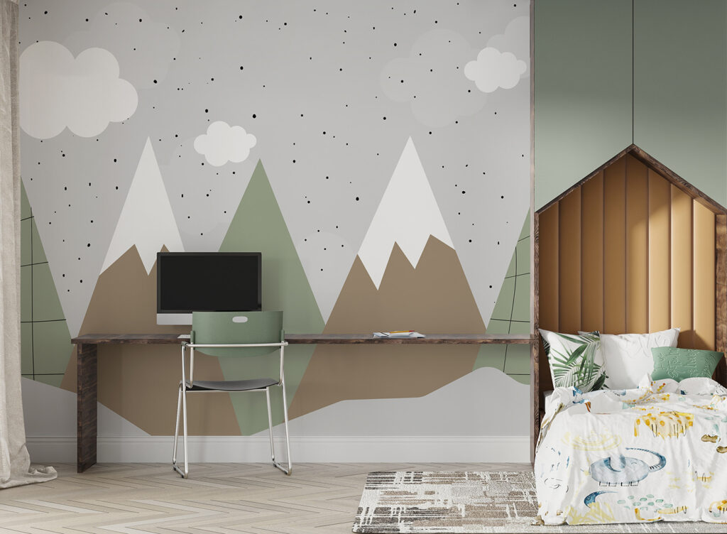 Drawing of mountains and trees