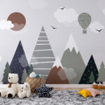 Wall murals Landscape with trees and mountains