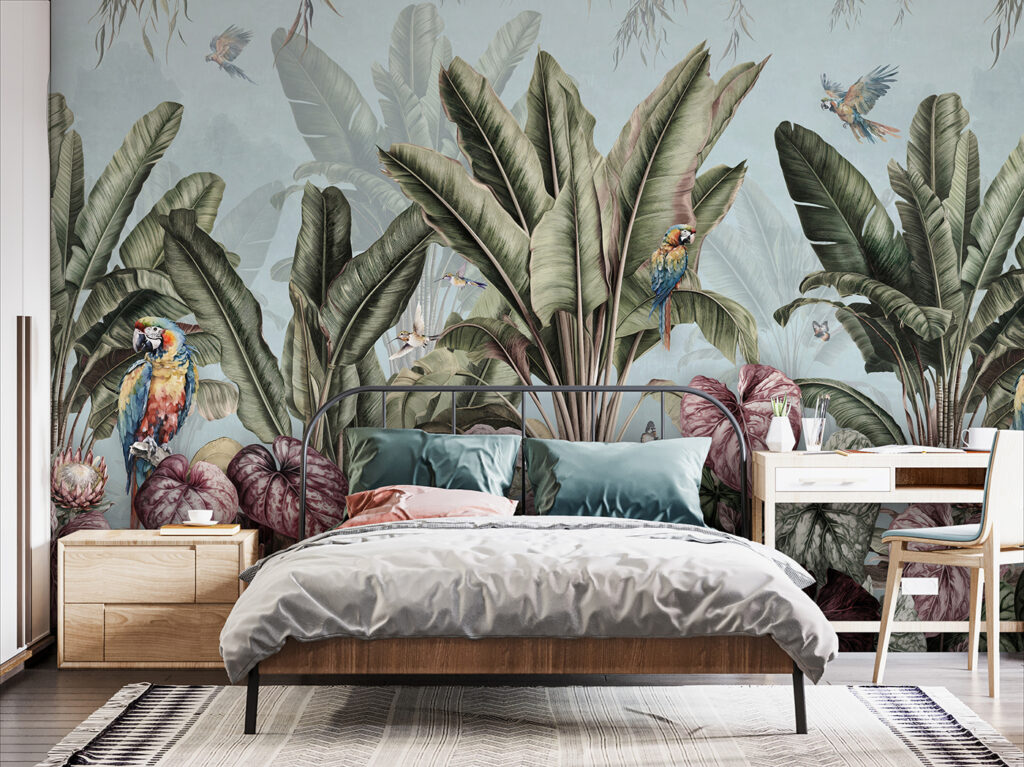Wallpaper with tropical plants and birds u96259pib2m 1024x767 - Wallpaper with tropical plants and birds - tegory