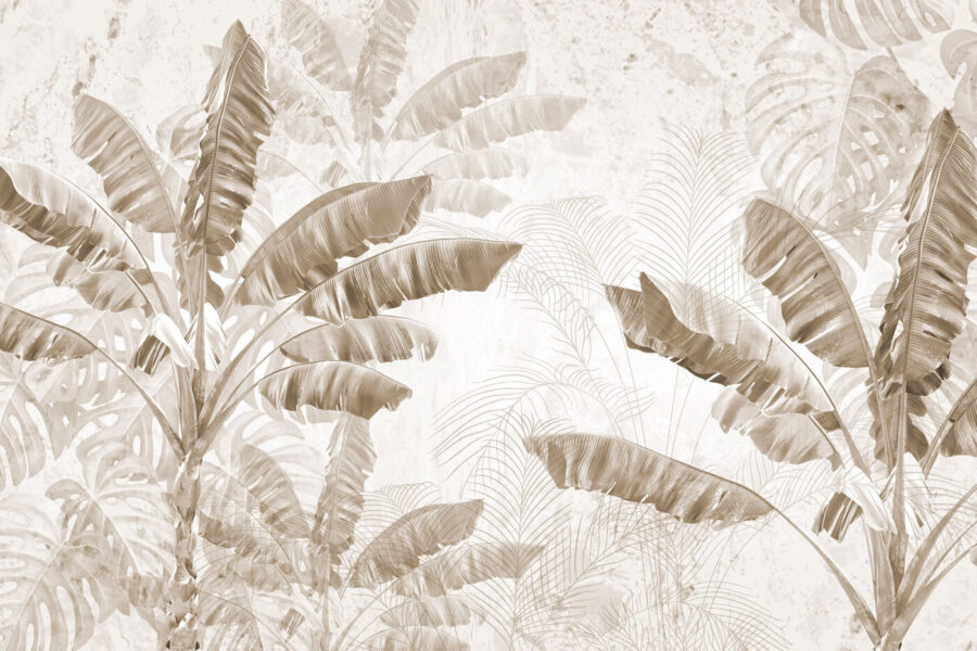Tropical leaves in soft monochrome
