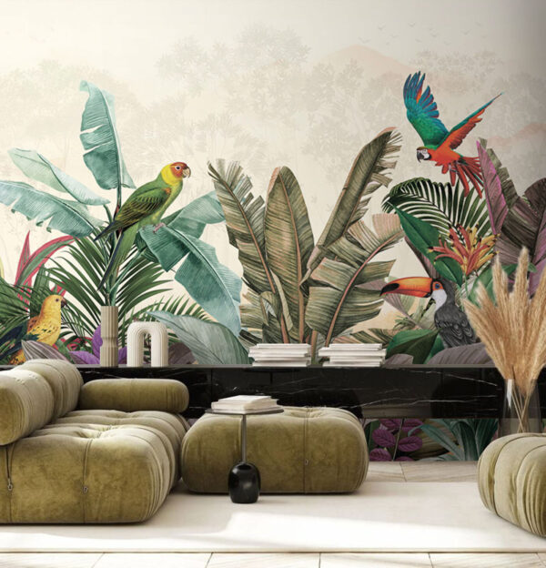 Group of birds and plants Group of birds and plants