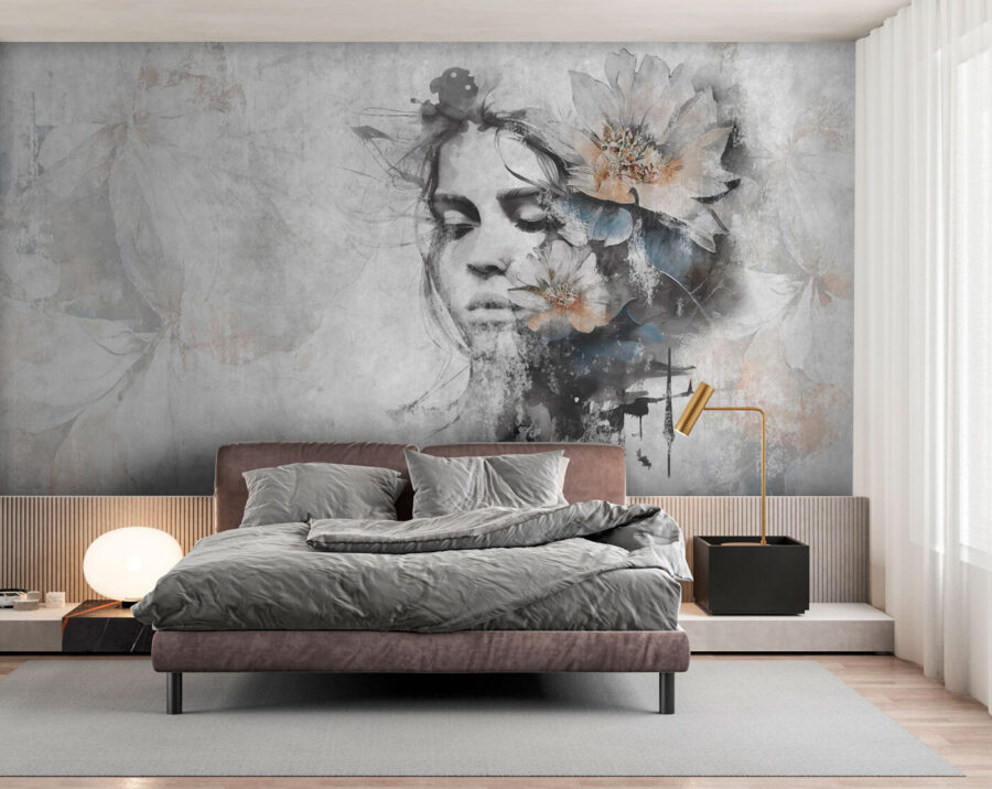 Woman’s face with flowers