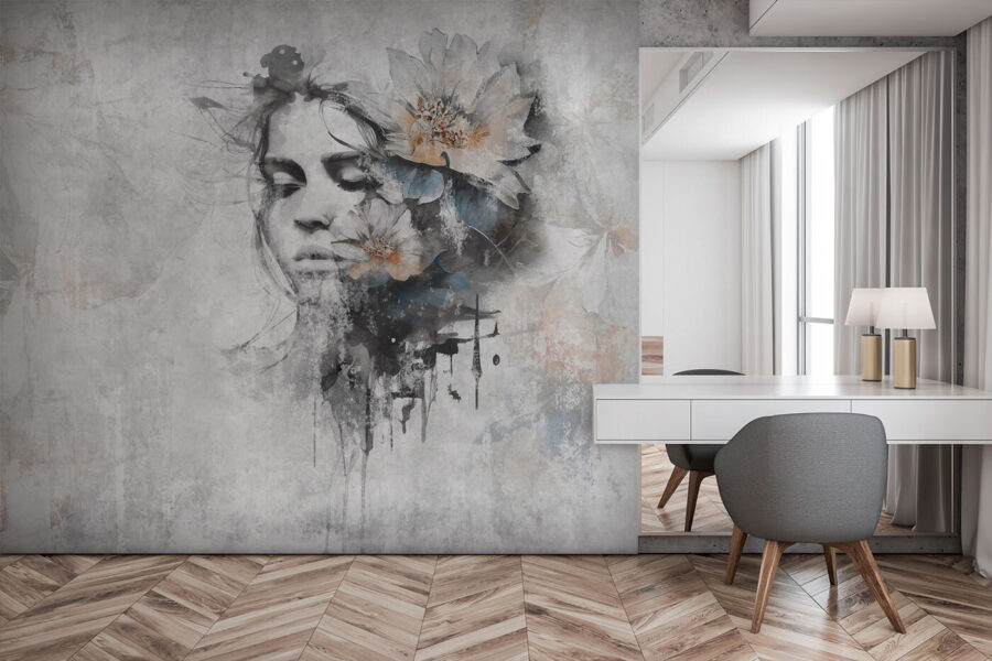 Woman’s face with flowers