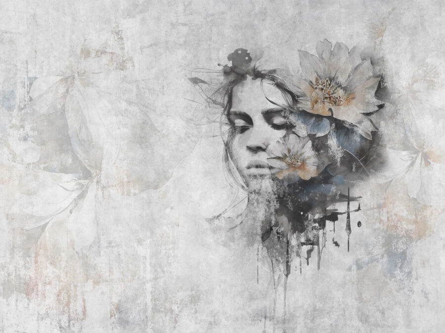 Woman’s face with flowers