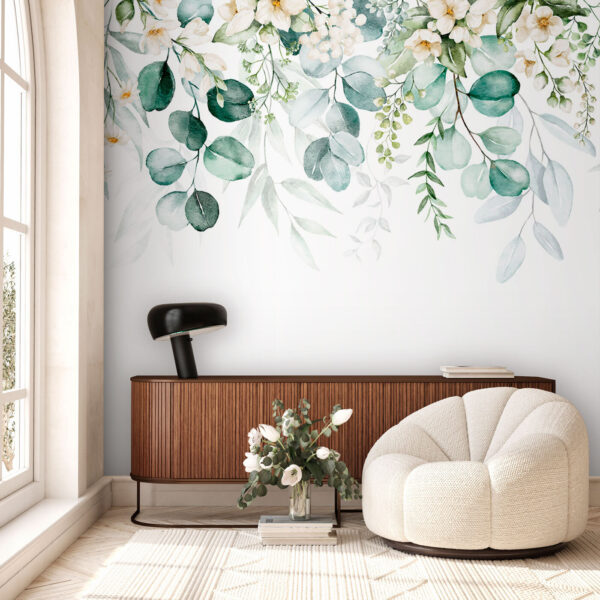 Watercolor painting of flowers and leaves Watercolor painting of flowers and leaves