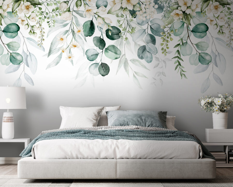 Watercolor painting of flowers and leaves Watercolor painting of flowers and leaves