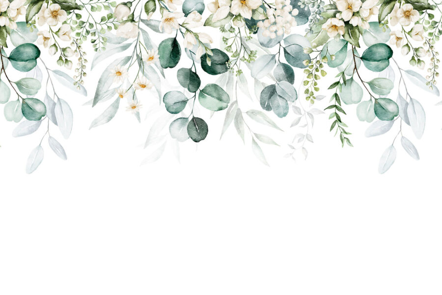 Watercolor painting of flowers and leaves Watercolor painting of flowers and leaves