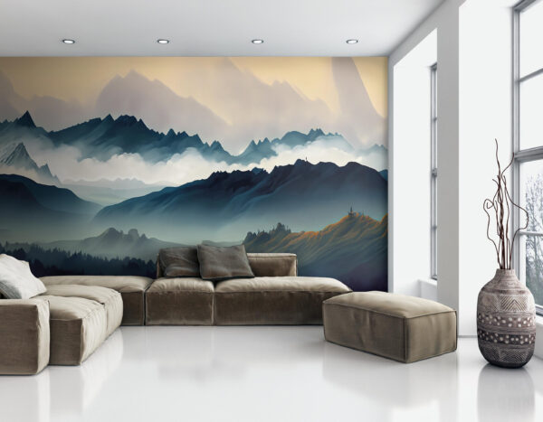 Landscape of mountains and fog Landscape of mountains and fog