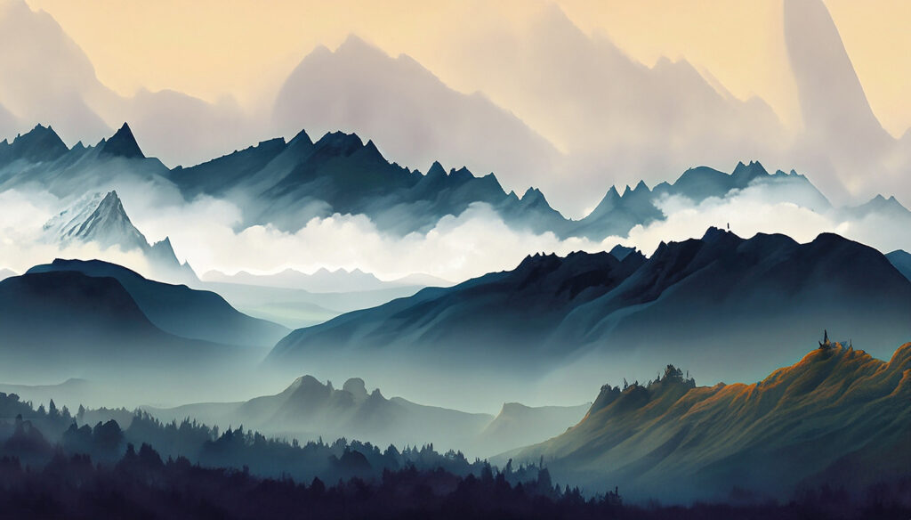 Landscape of mountains and fog Landscape of mountains and fog