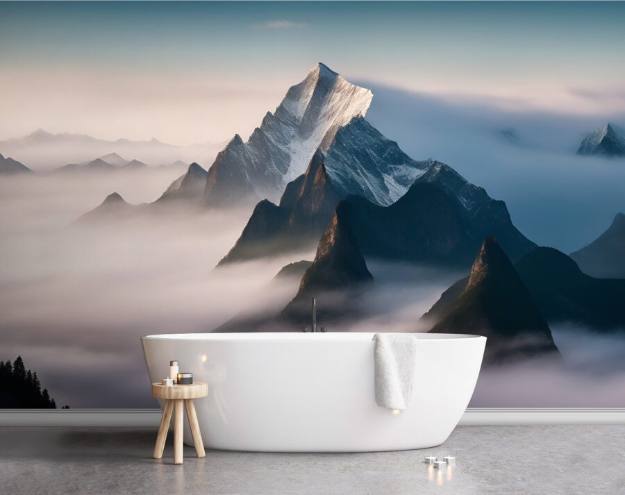 Mountain range with clouds