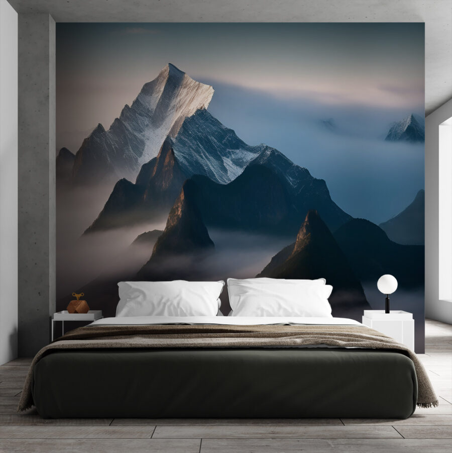Mountain range with clouds