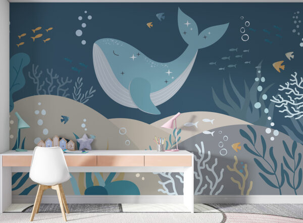 Whale swimming under water Whale swimming under water