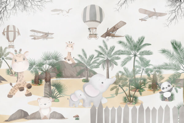 Wall mural of animals and airplanes Wall mural of animals and airplanes