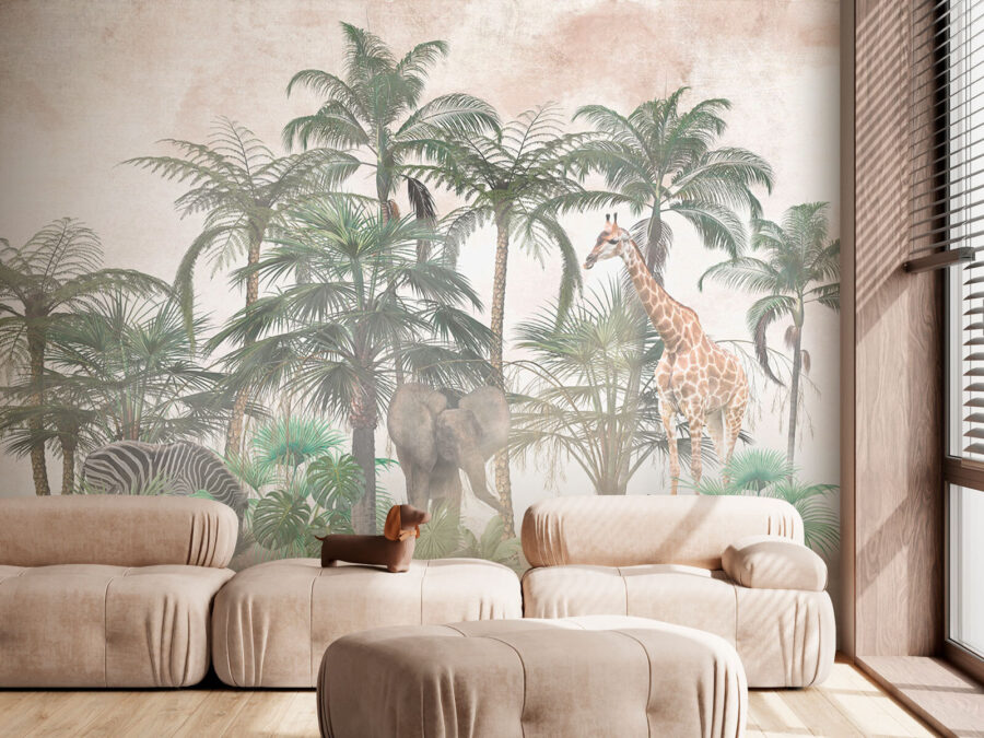 Wall murals Group of animals in a forest