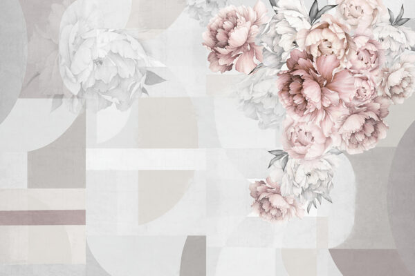Soft florals complementing abstract shapes. Soft florals complementing abstract shapes.