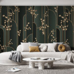 Wall murals Wallpaper with leaves on it
