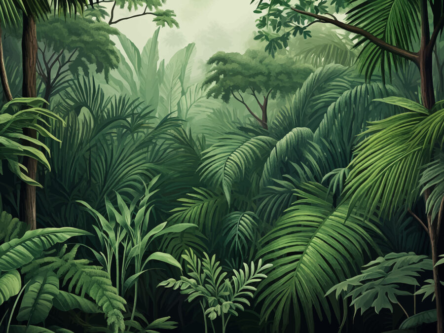 Green forest with many leaves Green forest with many leaves