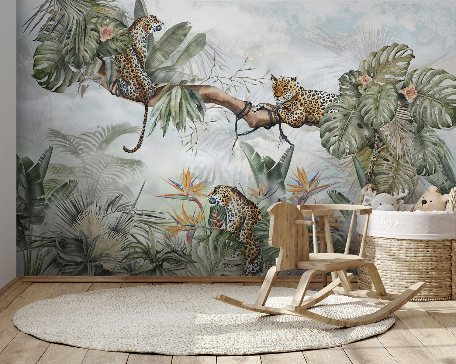 Painting of a group of cheetahs on a tree branch Painting of a group of cheetahs on a tree branch