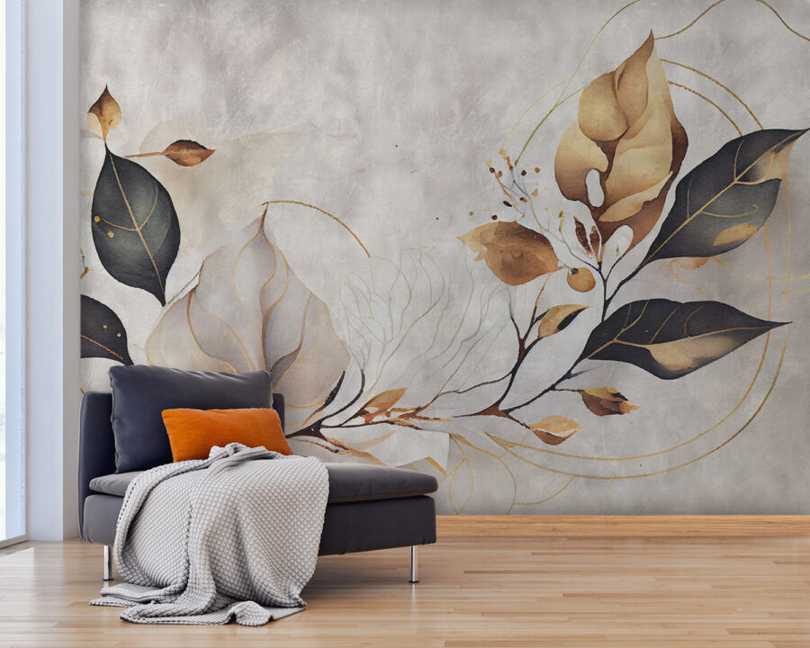 Wall murals Elegant leaves dance in soft hues. - Image 3