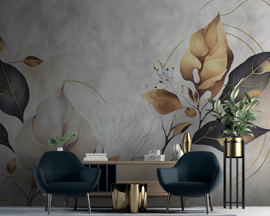 Wall murals Elegant leaves dance in soft hues. - Image 2