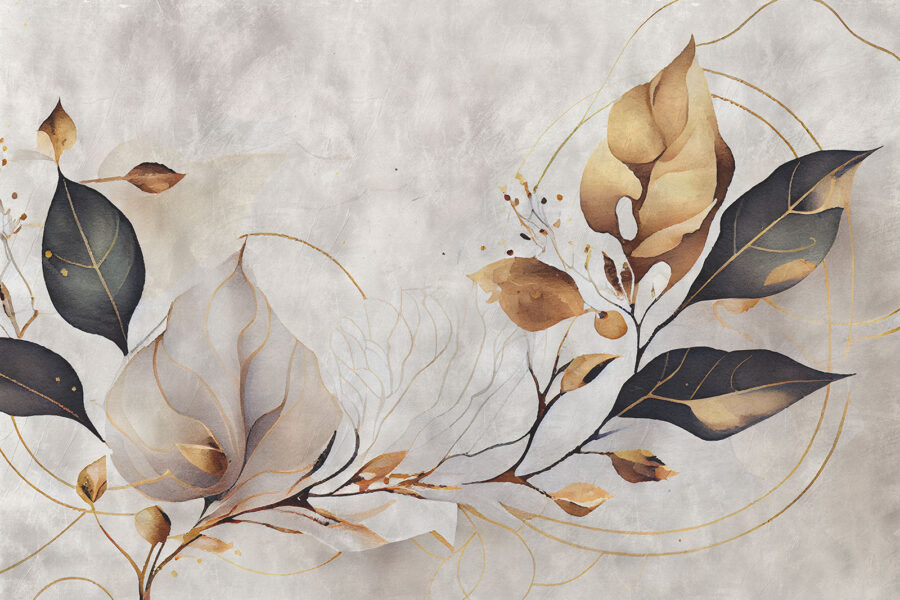 Wall murals Elegant leaves dance in soft hues. - Image 6