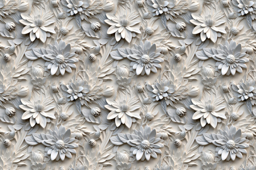 White flower pattern on a wall
