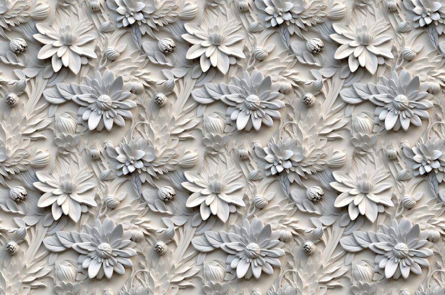 White flower pattern on a wall