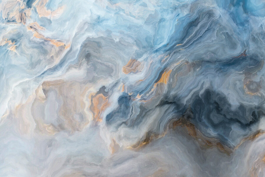 Close up of a blue and white marble