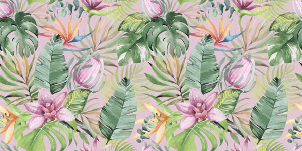 Pattern of tropical leaves and flowers Pattern of tropical leaves and flowers