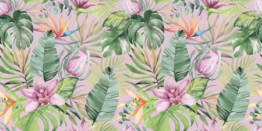 Pattern of tropical leaves and flowers Pattern of tropical leaves and flowers