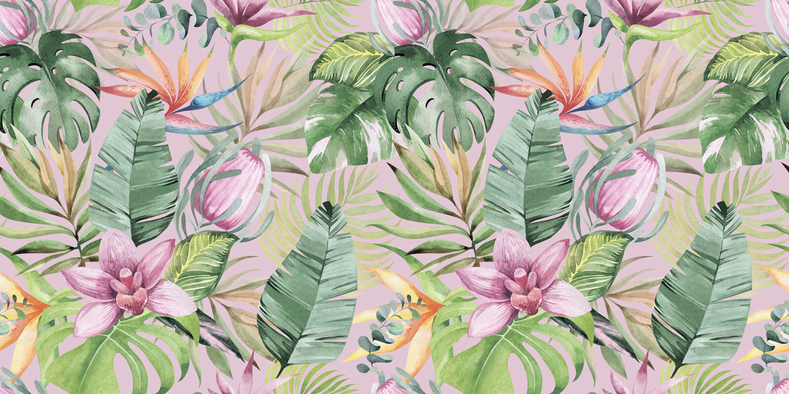 Pattern of tropical leaves and flowers u95465p - Pattern of tropical leaves and flowers - tegory
