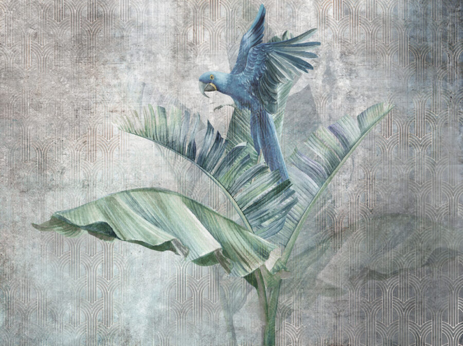 Blue parrot on a banana leaf Blue parrot on a banana leaf