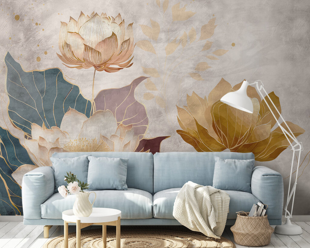 Painting of flowers and leaves