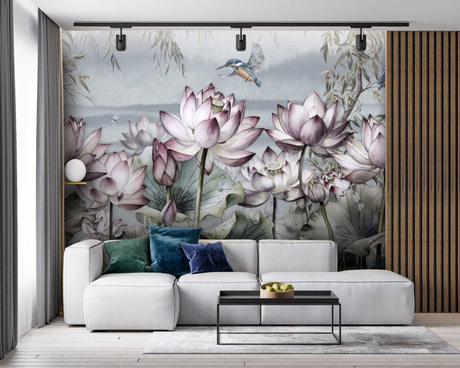 Painting of flowers and a bird Painting of flowers and a bird
