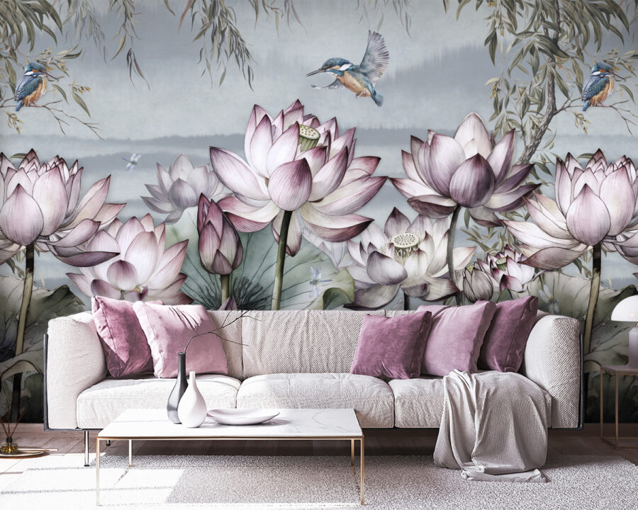 Painting of flowers and a bird Painting of flowers and a bird
