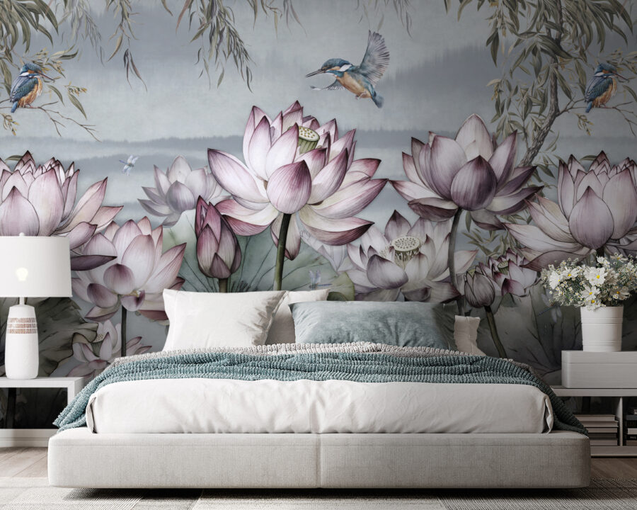 Painting of flowers and a bird Painting of flowers and a bird