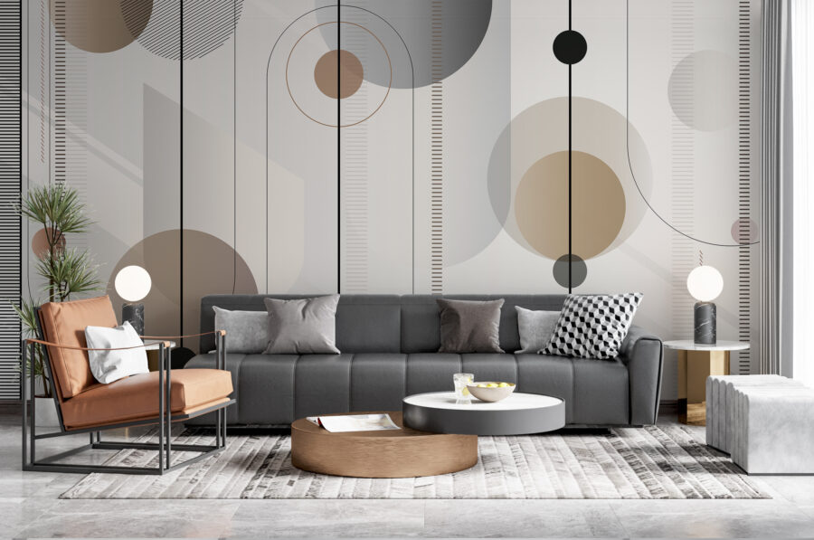 Wall murals Abstract geometric shapes in soft tones.