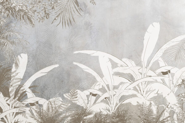 White and grey wallpaper with plants White and grey wallpaper with plants
