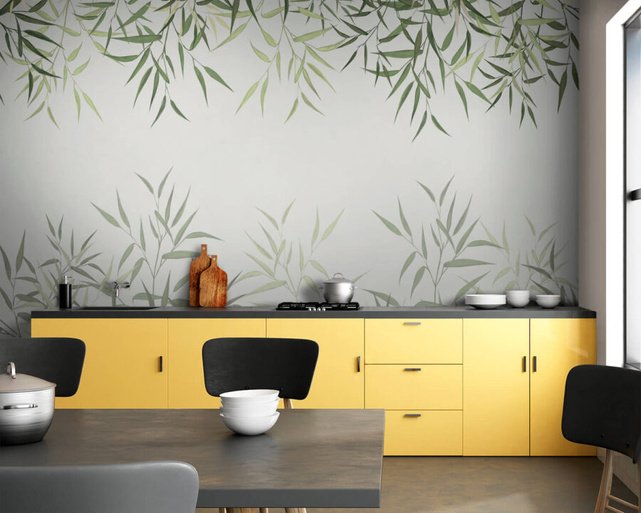 Delicate bamboo leaves on soft background. Delicate bamboo leaves on soft background.